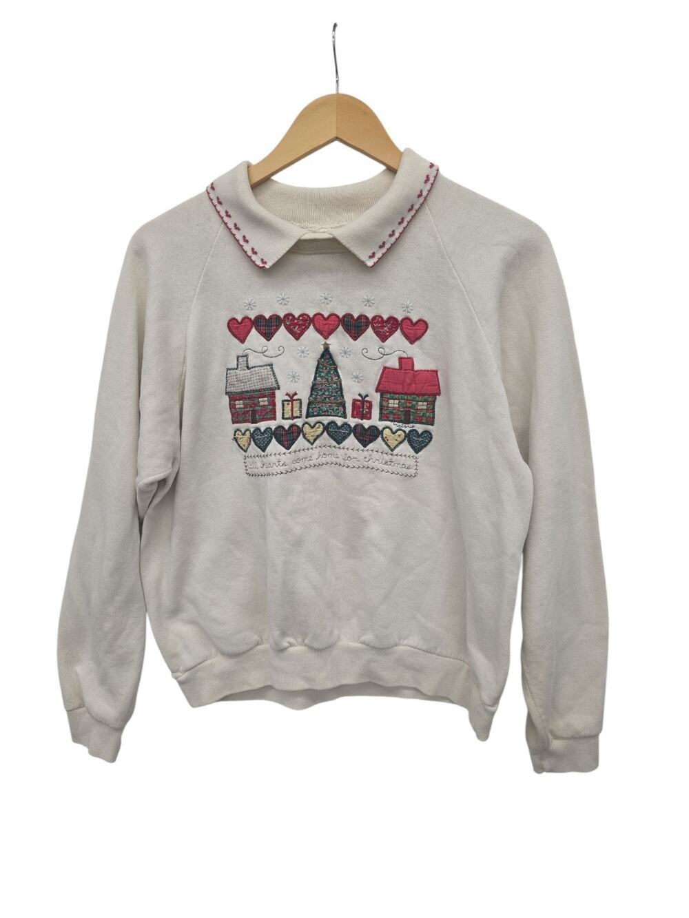 Valerie’s Folk Art Appliqué Vintage Christmas Holiday Sweater Women's Large